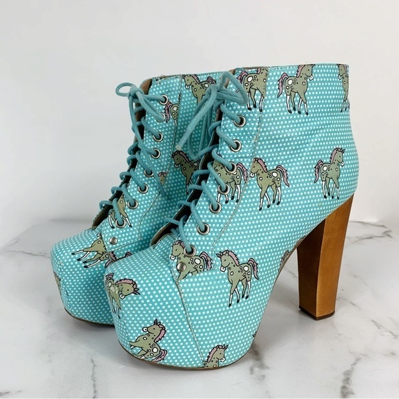Jeffrey Campbell Lita Kawaii Unicorn Horses Platform
Heeled Lace Up Booties 7.5 - Picture 6 of 14
